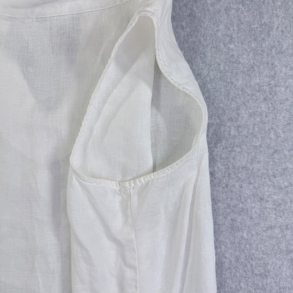 Linen Tunic Womens XL White Sleeveless Asymmetric Layered Hem Top Multiples - Picture 12 of 12